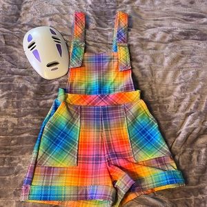 Blackmilk NWT Rainbow Tartan short overalls size XS